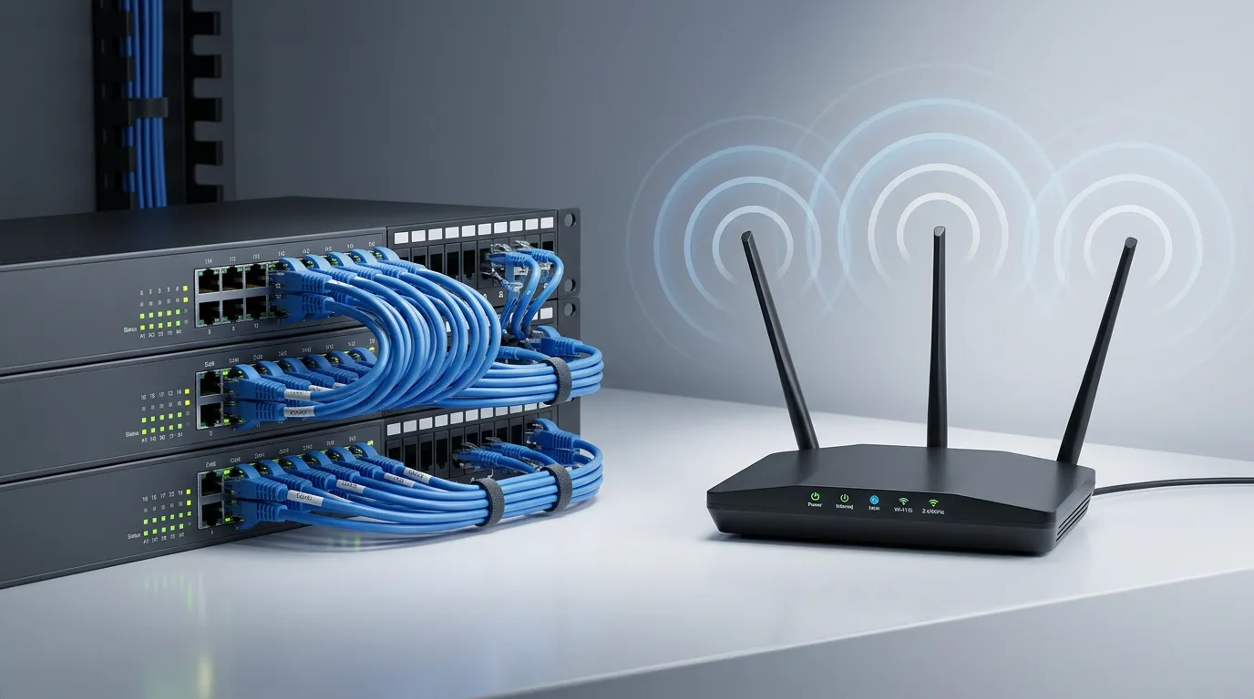 Wired vs wireless network setup comparison for UAE businesses
