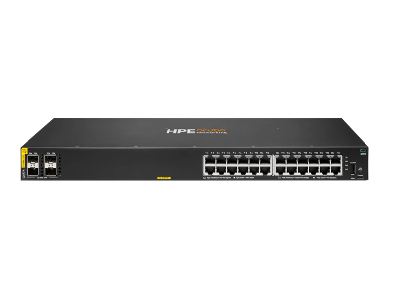 HPE Aruba Networking CX 6100 24G Class4 PoE 4SFP+ 370W Switch (JL677A)
