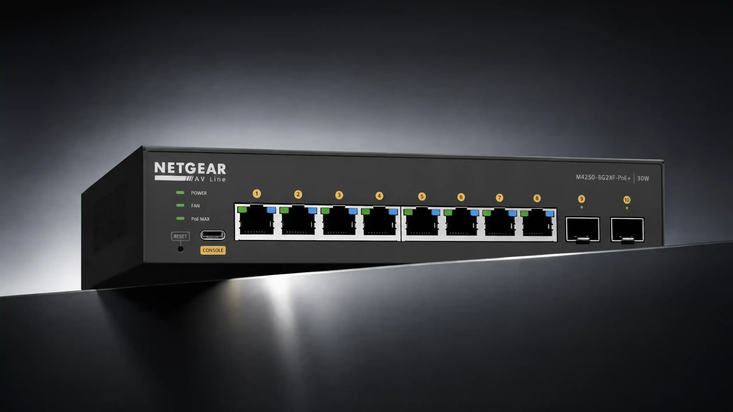 NETGEAR GSM4210PX 10-port fully managed PoE+ switch supplied by Magnus Infotech in the UAE