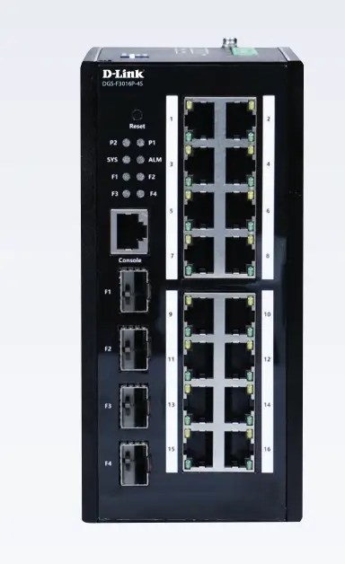 D-Link DGS-F3016P-4S 16-Port Gigabit Managed PoE+ Switch D-Link DGS-F3016P-4S 16-port Gigabit outdoor managed PoE switch