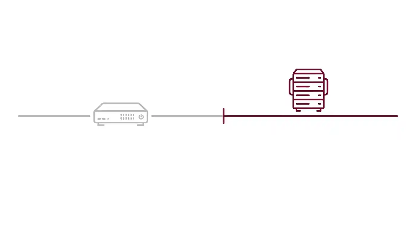 Diagram showing the camera count threshold where SIRA CCTV storage requirements shift from NVR to server-based VMS