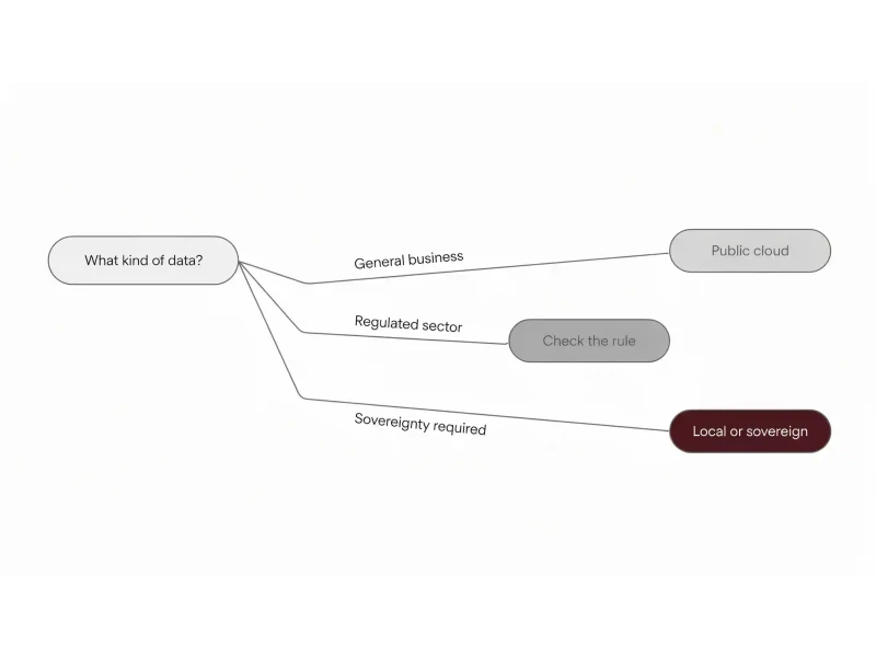 Decision diagram matching workload types to data residency UAE architecture options