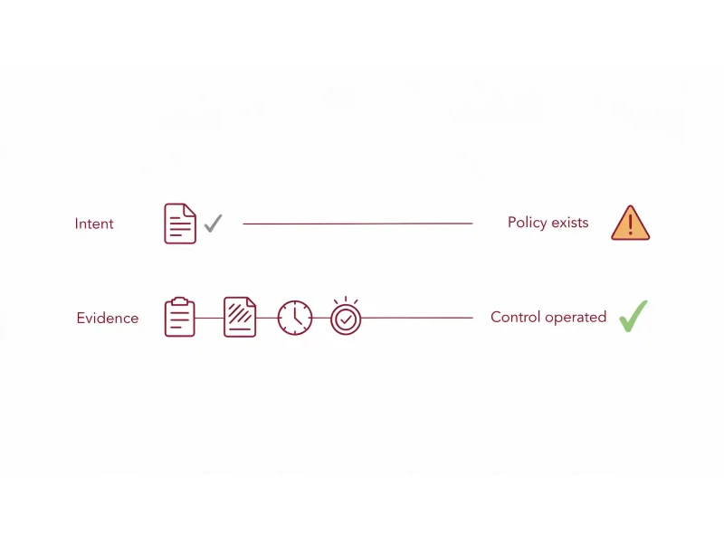Diagram showing that NESA compliance UAE assessments test evidence rather than intent