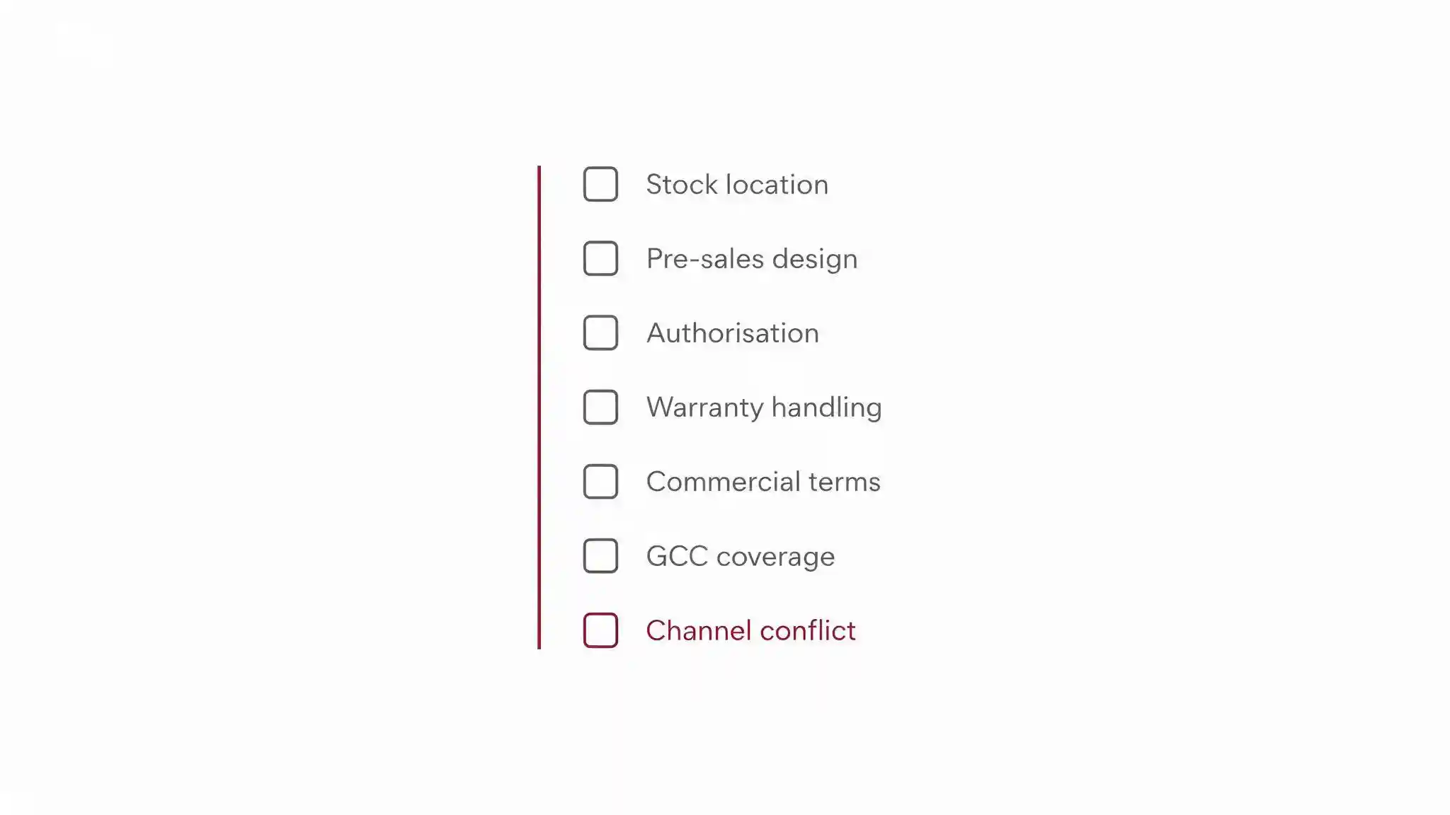 Checklist diagram of the seven tests for how to choose an IT distributor