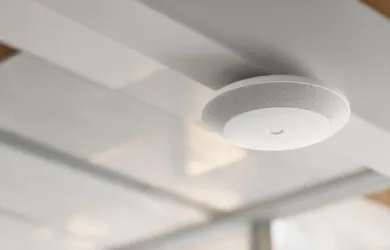 Wi-Fi 8 explained for UAE businesses — enterprise access point in a modern office ceiling